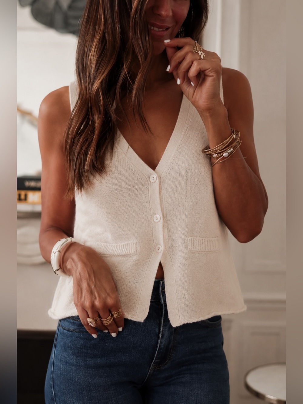 Thursdays knit lightweight cream vest